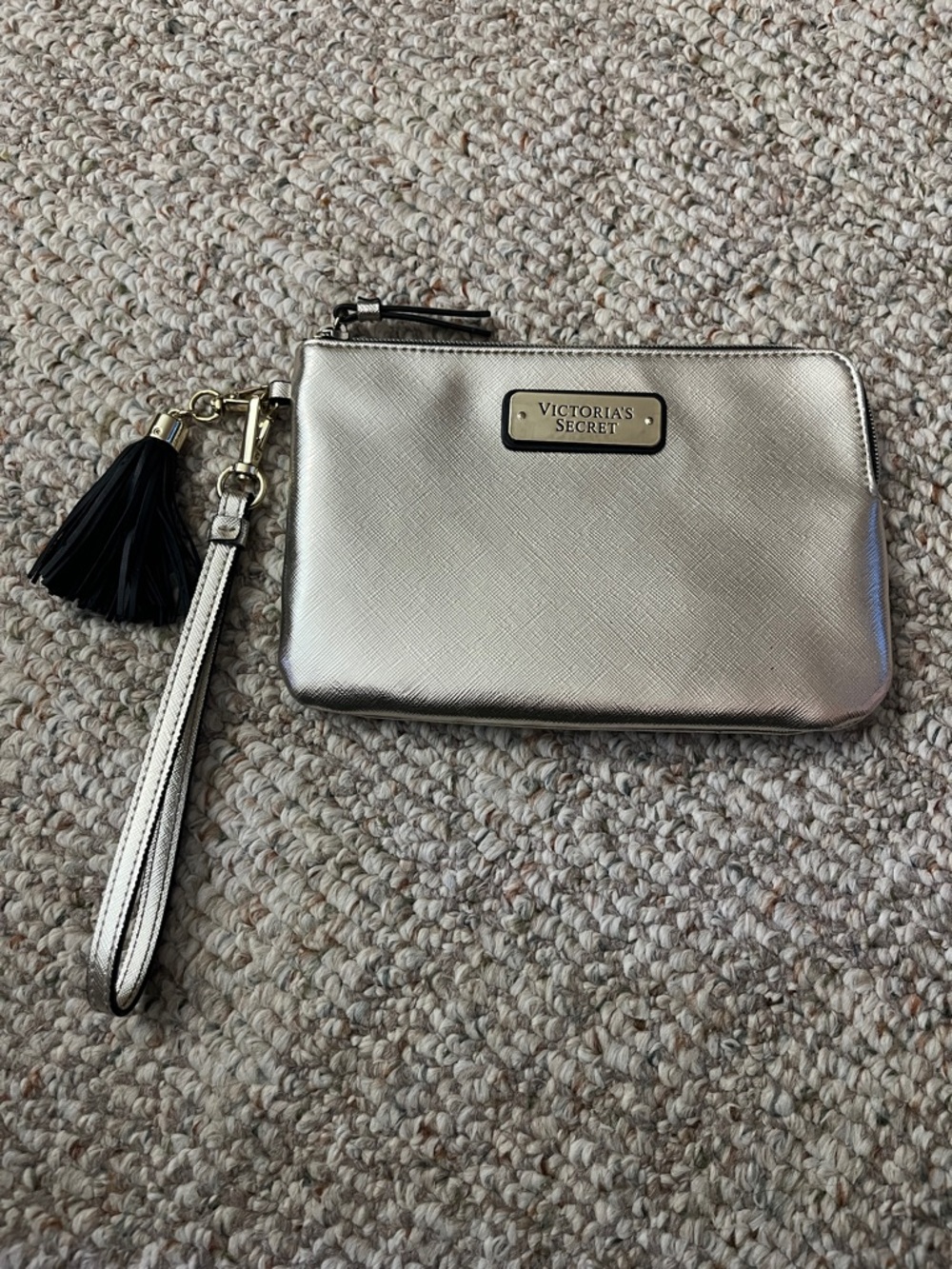 Victoria's Secret Metallic Gold Wristlet with Black Tassel